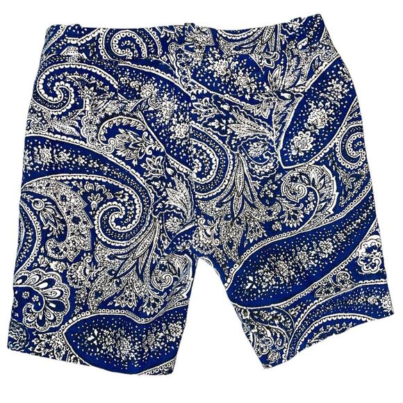 J.Crew Paisley Print Royal Blue Bermuda Shorts size 4 - Picture 3 of 6